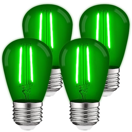Luxrite S14 LED Edison Green Light Bulbs 0.5W Colored Bulb for String Lights E26 Base, 4PK LR21732-4PK